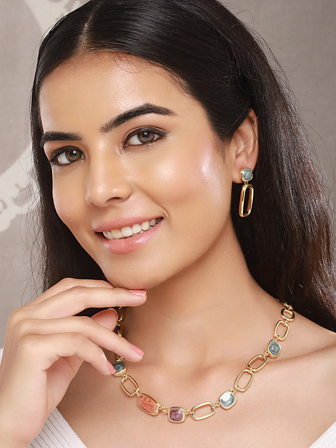 Anti-Tarnish Gold Plated Turquoise Enamelled Quirky Drop Earrings